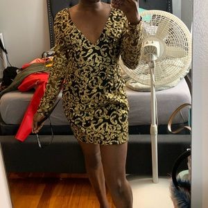 Black & Gold glitter sheer dress